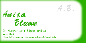 anita blumm business card